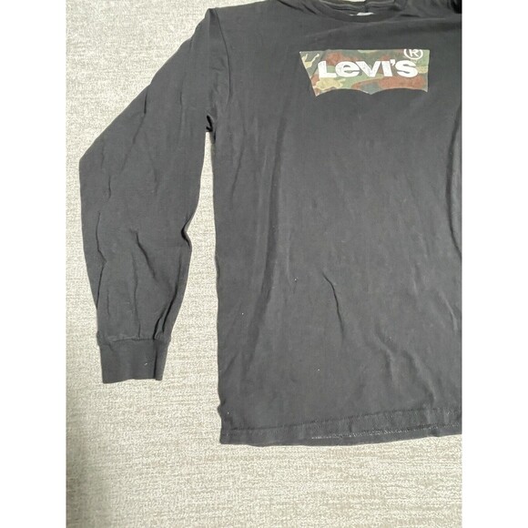 Levi's Shirt Men's Large Long Sleeve Black Logo Crewneck - Picture 2 of 10